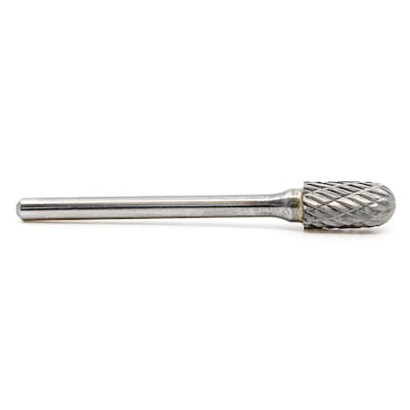 Wybur Tools Carbide Bur, Cylinder Shape Radius End, Double Cut, SC, 1/8in. x 1/2in. with 1/8in. shank W32.848